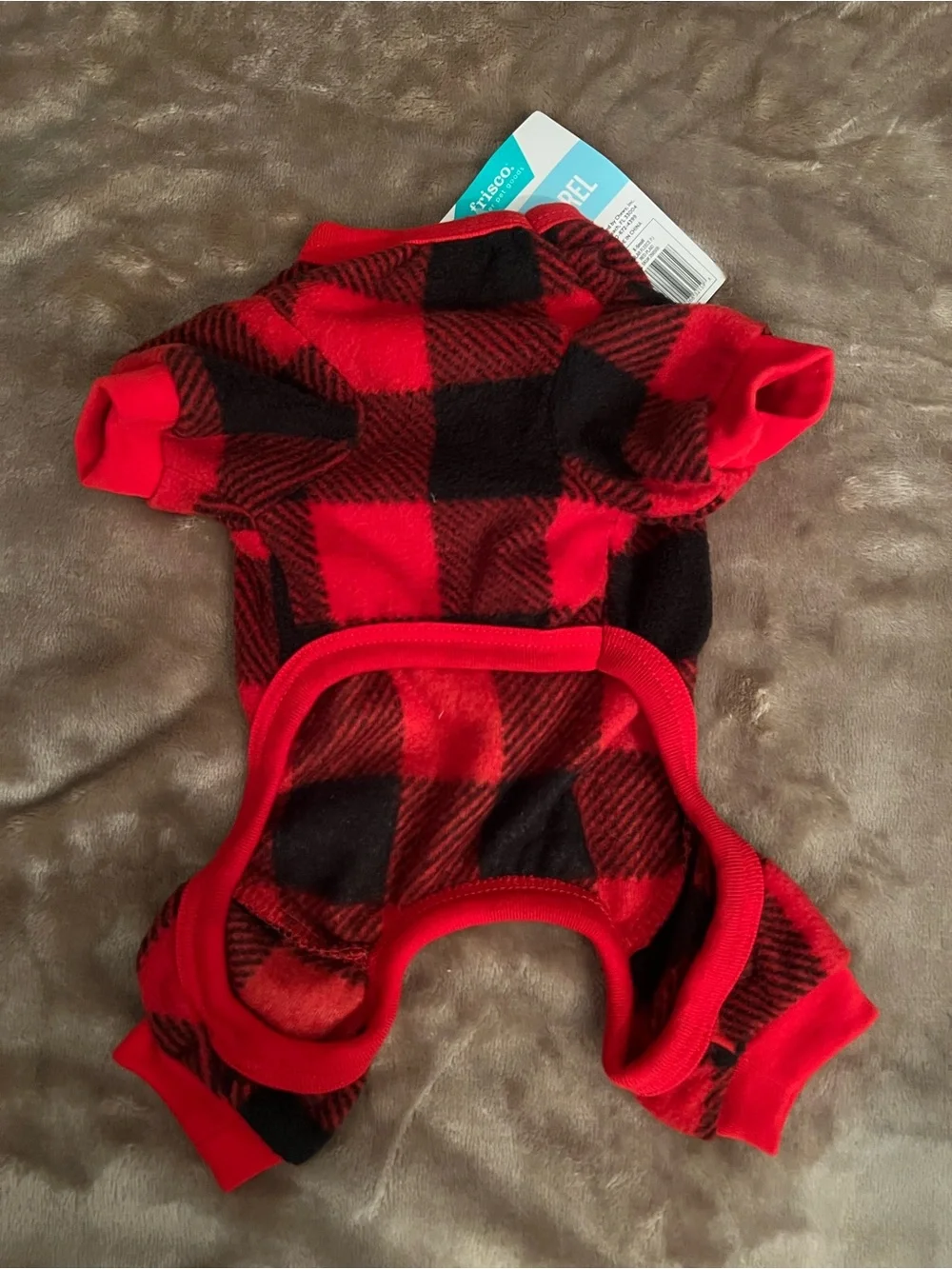 XS Frisco Red Plaid Fleece Dog Pajamas
